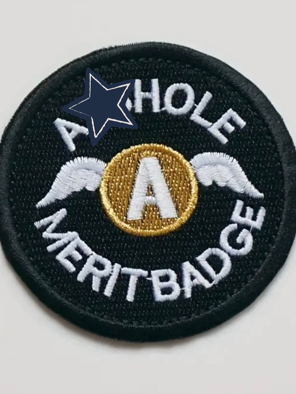 A**hole Merit Badge Embroidered Patch - Black and Gold NEW